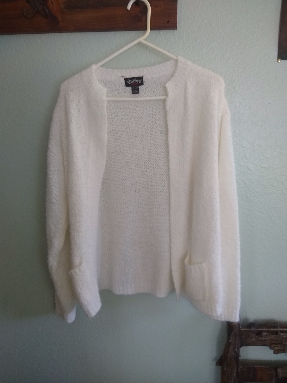 Vintage 80s-90s Headliners Sport White Open-Front Women's Cardigan